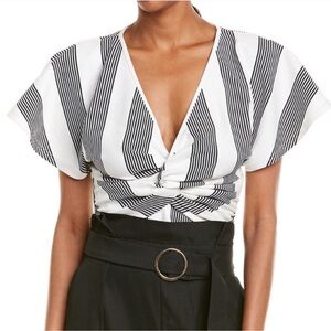 Bishop + Young Anthropologie Twist Front Top XS | Black & White